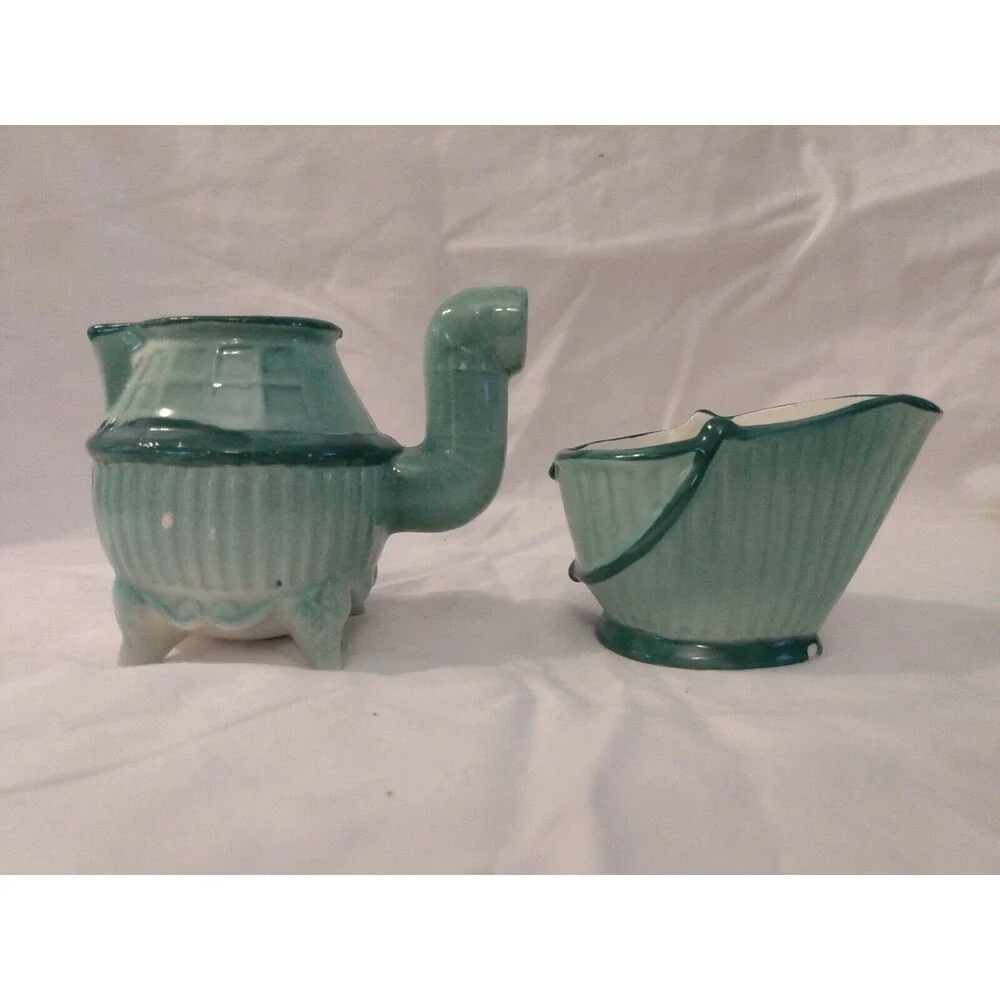 Brayton Laguna Sugar Creamer Potbelly Stove Ash Can 1943 California Pottery